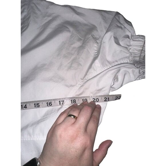 3.1 Phillip Lin White Poplin Side Stud Blouse Sz 6 V Neck Short Sleeve Classic - Picture 4 of 5